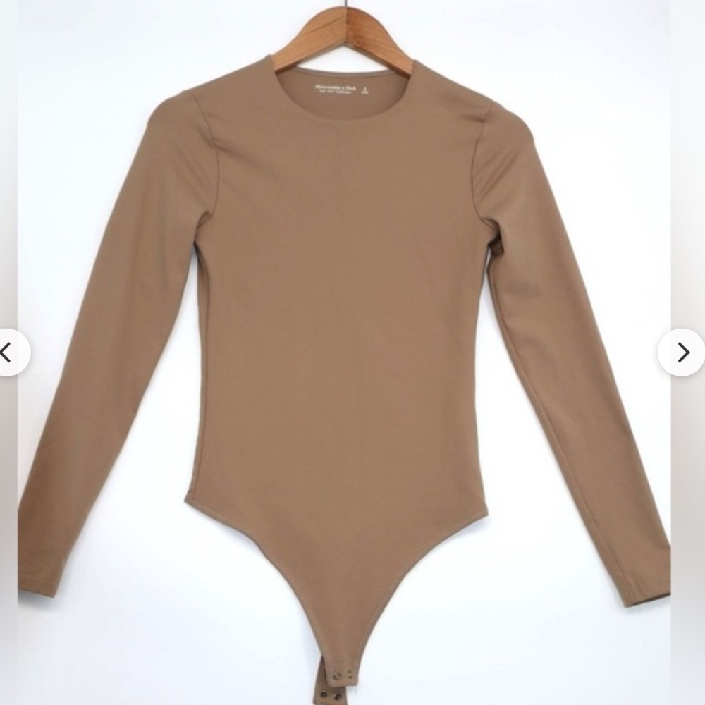 Long Sleeve One-Piece Bodysuit in Tan